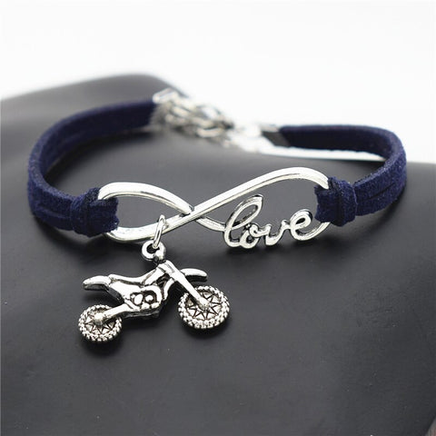 Bracelet Motocross Bleu Love (Simili Cuir) Default Title