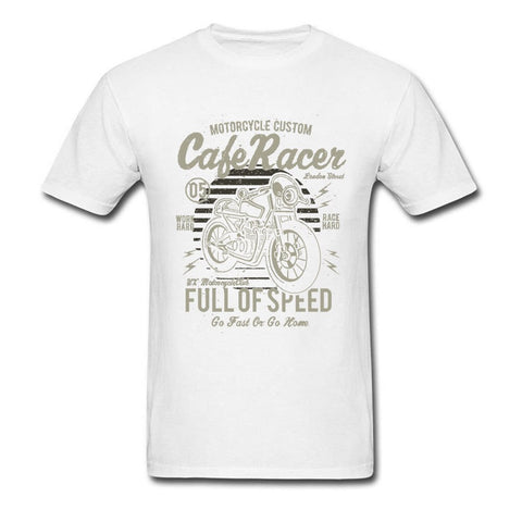 T-Shirt Moto<br> Cafe Racer en Blanc XXXL