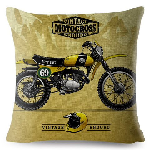 Housse de Coussin Décoratif<br> Moto Enduro Vintage Default Title