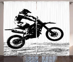 Rideau Moto Cross en Noir & Blanc Passe-Tringle