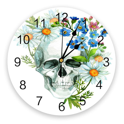 Horloge Murale Moto<br> Crâne Enfleuri - Antre du Motard