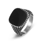 Bague Biker Noir Profond (Acier)