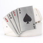 Ceinture Blanche Biker Jeu de Cartes 130cm