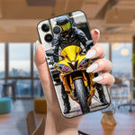 Coque Moto iPhone Bécane Jaune Chromé iPhone 8 ou 7 ou SE 2020