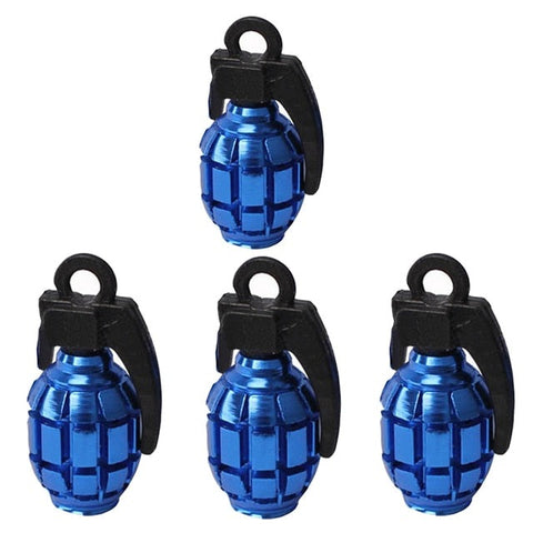 Bouchon de Valve Moto<br> Grenade Bleu (Pack de 4) Default Title