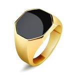 Bague Biker Pierre Acrylique Noire (Acier)