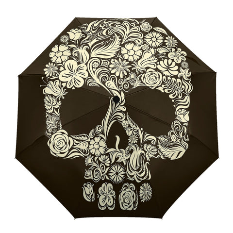 Parapluie Moto<br> Tête de Mort Fleurie - Antre du Motard
