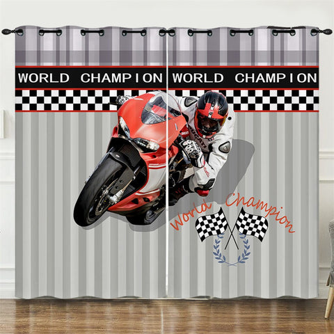 Rideau Moto Pilote de Course 240x270cm Oeillets