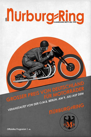 Affiche Moto Vintage<br> Pilote Nürburgring - Antre du Motard