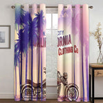 Rideau Moto Californie & Palmiers 220x214cm Oeillets