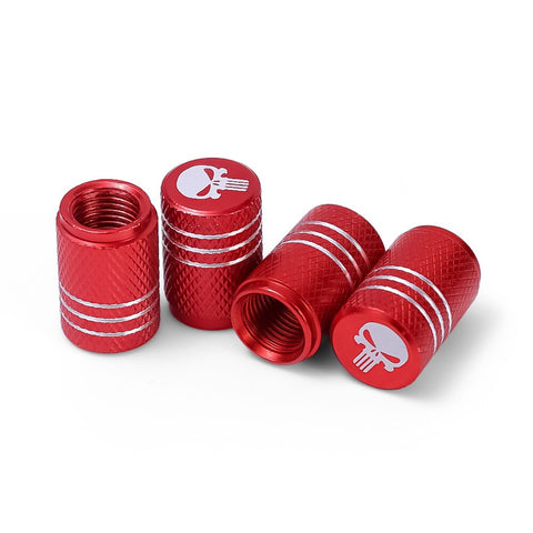 Bouchon de Valve Moto<br> Punisher Rouge (Pack de 4) - Antre du Motard