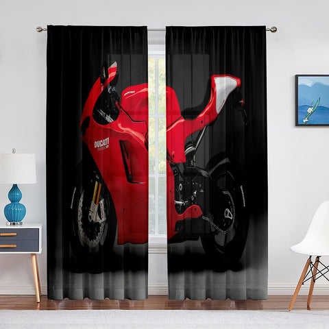 Rideau Moto Sportive Ducati Rouge 600x250cm Passe-Tringle