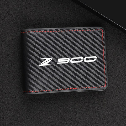 Porte-Carte Biker<br> Z900 Aspect Carbone avec Surpiqure Rouge Default Title