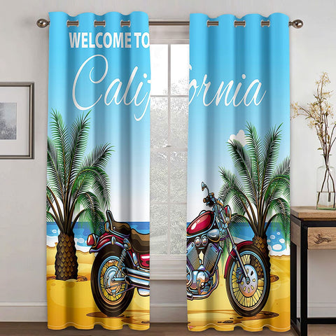 Rideau Moto Welcome to California 220x214cm Oeillets