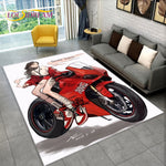 Tapis Moto Cartoon Femme Assise sur une Panigale V4 230x160cm