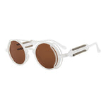 Lunette Biker Steampunk Blanc avec Verre Marron - Antre du Motard