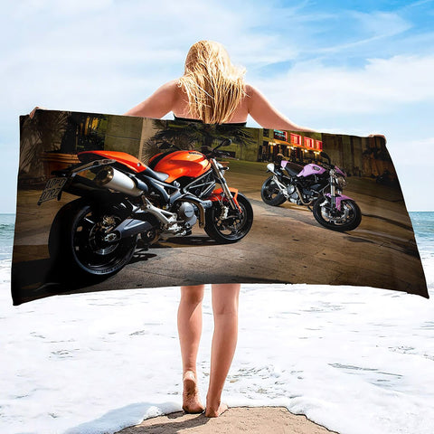 Serviette de Plage Moto<br> Balade en Duo 150x260cm