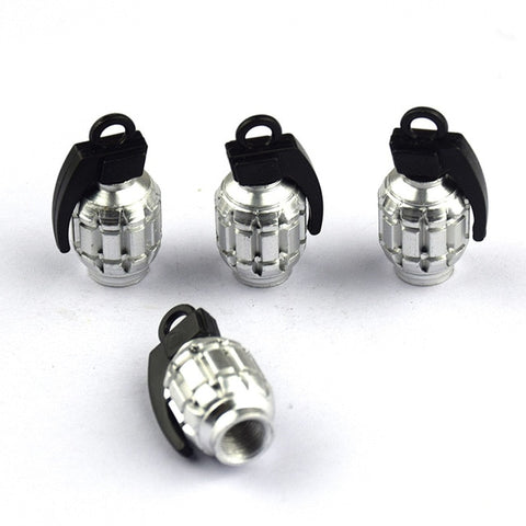 Bouchon de Valve Moto Grenade Silver (Pack de 4) Default Title