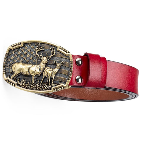 Ceinture Biker<br> Cerfs & Drapeau Américain 125cm