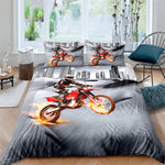 Housse de Couette Moto Cross Pneus en Feu