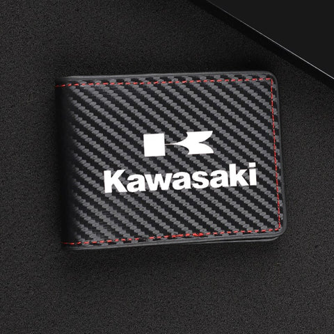 Porte-Carte Biker Logo Kawasaki Blanc avec Surpiqure Rouge Default Title