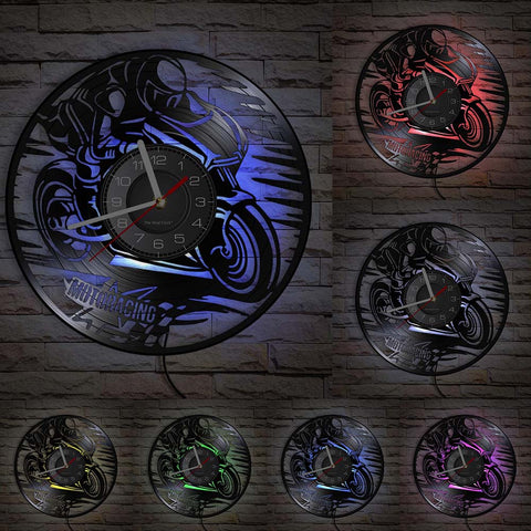 Horloge Murale Moto<br> Pilote de Course (LED) Default Title