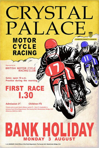 Affiche Moto Vintage<br> Course de Deux Roues - Antre du Motard