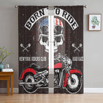 Rideau Moto Crâne Biker Américain 135x274cm x2 Oeillets