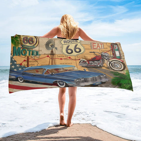 Serviette de Plage Moto<br> Motel Route 66