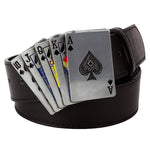 Ceinture Biker en Cuir Cartes en Métal 130cm