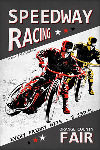 Affiche Moto Vintage<br> Speedway Racing - Antre du Motard