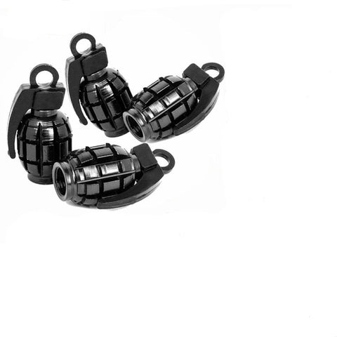 Bouchon de Valve Moto<br> Grenade Noir (Pack de 4)