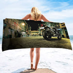 Serviette de Plage Moto City by Night 150x260cm