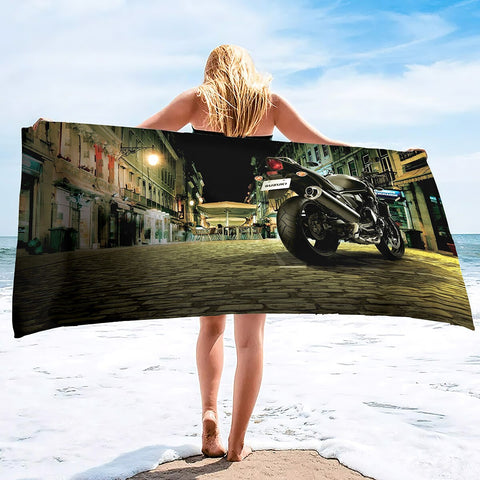 Serviette de Plage Moto<br> City by Night 150x260cm