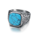 Bague Biker Pierre Bleue (Acier)