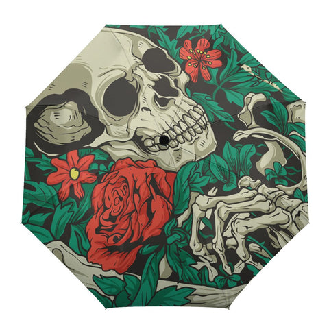 Parapluie Moto<br> Skull and Flowers - Antre du Motard