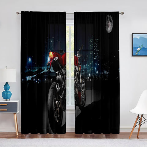 Rideau Moto<br> Echappement Double 600x250cm Passe-Tringle