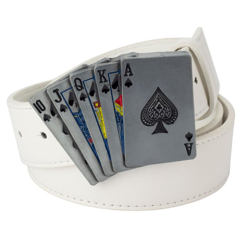 Ceinture Blanche Biker Jeu de Cartes du Poker 130cm