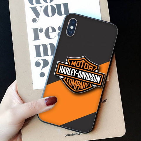 Coque iPhone Moto Harley Davidson Gris et Orange iPhone 14pro max