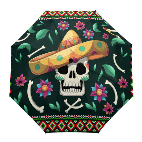 Parapluie Moto<br> Crâne avec Chapeau Mexicain - Antre du Motard