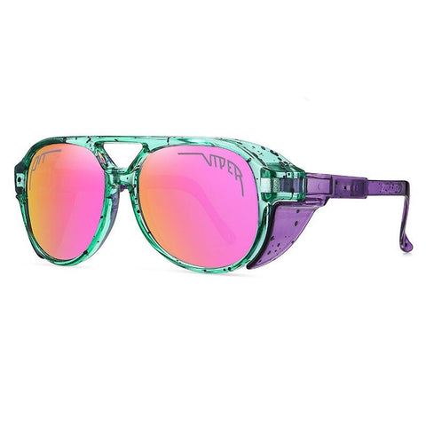 Lunette Moto<br> Turquoise avec Teinte Rose - Antre du Motard