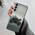 Coque Téléphone Samsung Moto Kawasaki H2 Grise & Verte B07