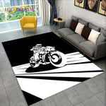 Tapis Moto Vintage en Noir et Blanc 230x160cm