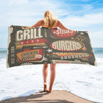 Serviette de Plage Moto Grill Steaks & Burgers