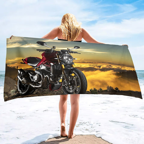 Serviette de Plage Moto Vue Incroyable 150x260cm