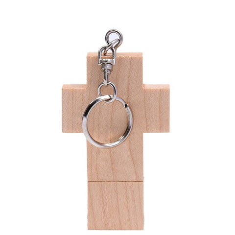 Clé USB Biker<br> Croix Aspect Bois Erable 64GB