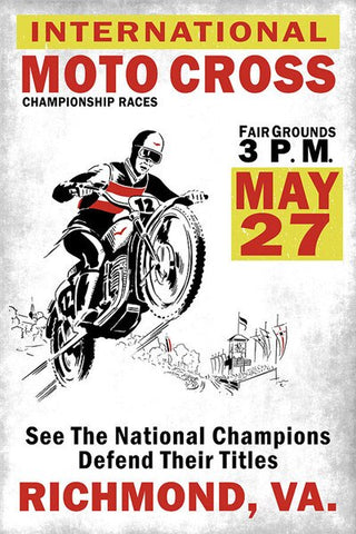 Affiche Moto Vintage<br> Championnat de Moto Cross - Antre du Motard