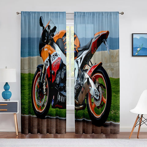 Rideau Moto<br> Honda Peinture de GP 600x250cm Passe-Tringle