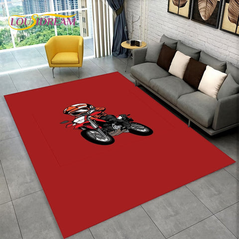 Tapis Moto Cross<br> Style Bande Dessinée 230x160cm