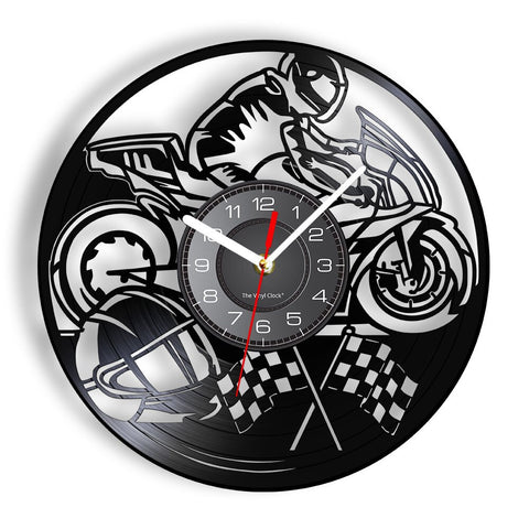 Horloge Murale Moto<br> Drapeaux de Course - Antre du Motard